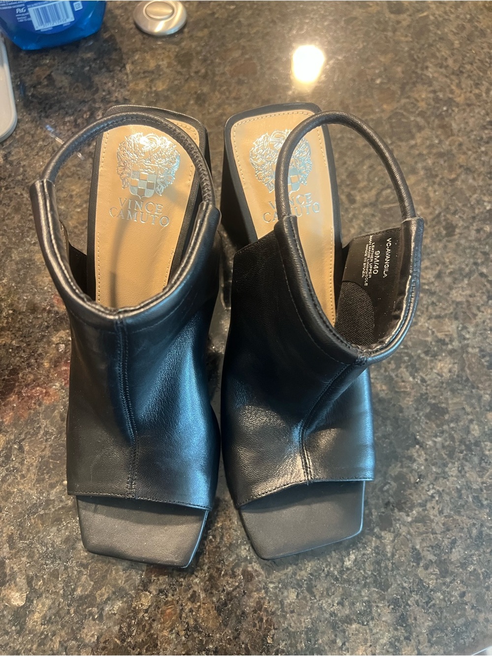 Vince Camuto Black Leather Slingback Heels